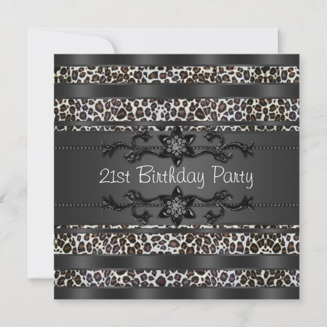 Leopard Womans 21st Birthday Party Invitation (Front)