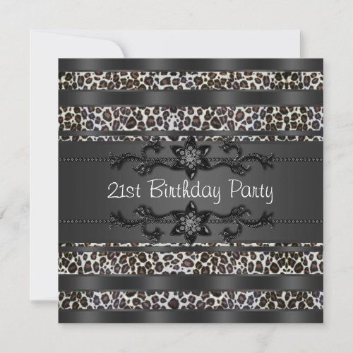Leopard Womans 21st Birthday Party Invitation