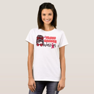 Leopard Women Blood Cancer Warrior Red Ribbon T-Shirt