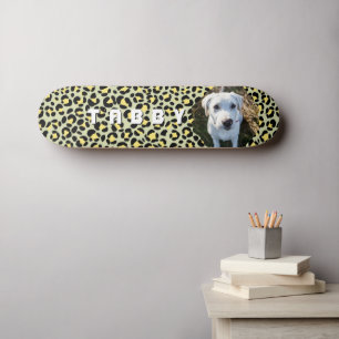 Leopard Yellow Black Dog Photo Personalized Skateboard