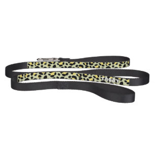 Leopard Yellow Black Personalized Pet Leash