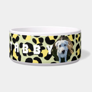 Leopard Yellow Black Photo Personalized Bowl