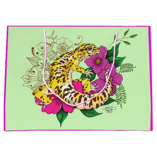 Leopard Yellow Gecko Green Large Gift Bag