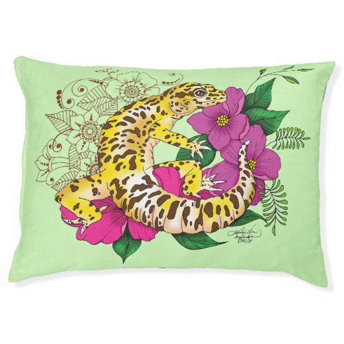 Leopard Yellow Gecko Green Pet Bed
