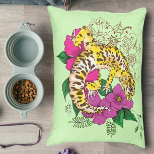 Leopard Yellow Gecko Green Pet Bed