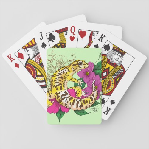 Leopard Yellow Gecko Green Poker Cards