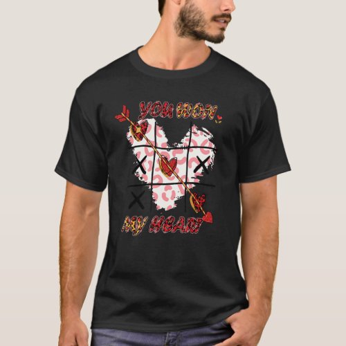 Leopard You Won My Heart Tic Tac Toe Heart Valenti T_Shirt