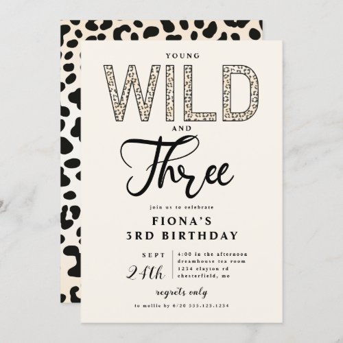 Leopard Young Wild Three Birthday Invitation