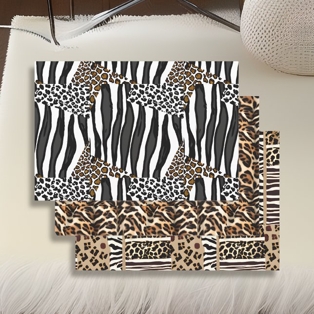 Leopard, Zebra and Giraffe Print Birthday Wrapping Paper Sheets (Creator Uploaded)