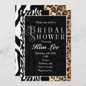 Leopard Zebra Bridal Shower Typography Invitation (Front/Back)