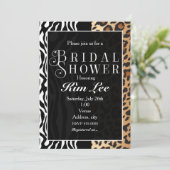 Leopard Zebra Bridal Shower Typography Invitation (Standing Front)