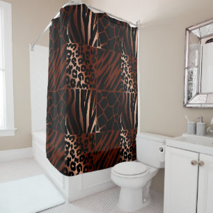 Leopard, Zebra, Giraffe, Tiger Design Shower Curtain