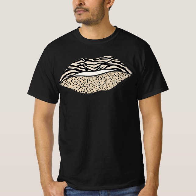 leopard zebra lips kiss | animal print gift T-Shirt (Front)