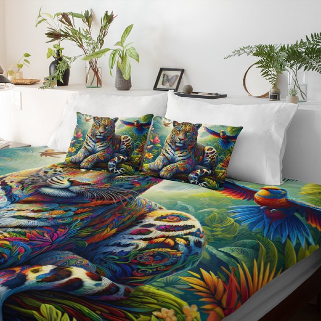 Leopard Zen: Artistic Jungle Surroundings Duvet Cover (Creator Uploaded)