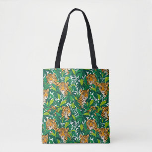 Leopards Among Lush Tropical Greenery Tote Bag