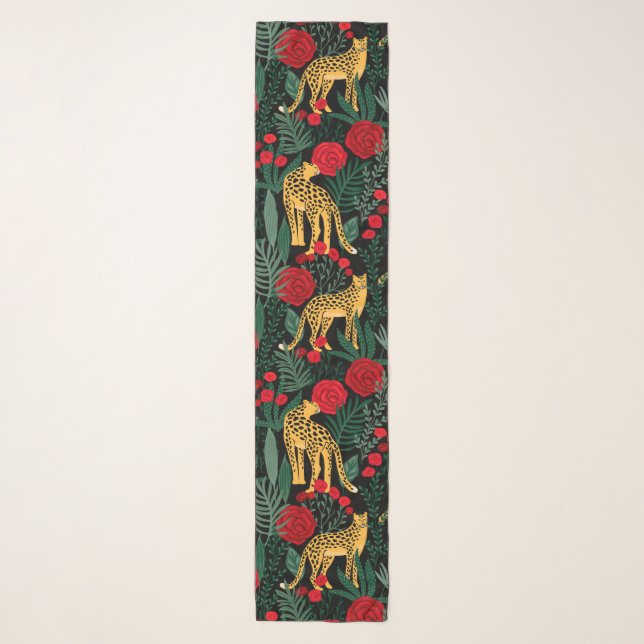 Leopards and Roses Jungle Scarf (Front)