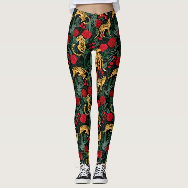 Leopards and Roses Leggings (Front)