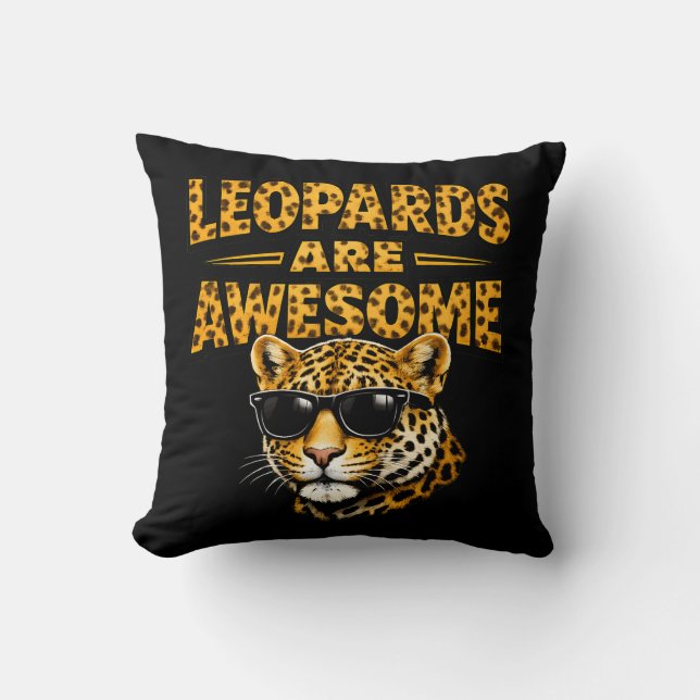 Leopards Are Awesome – Leopard with Sunglasses Throw Pillow (Front)