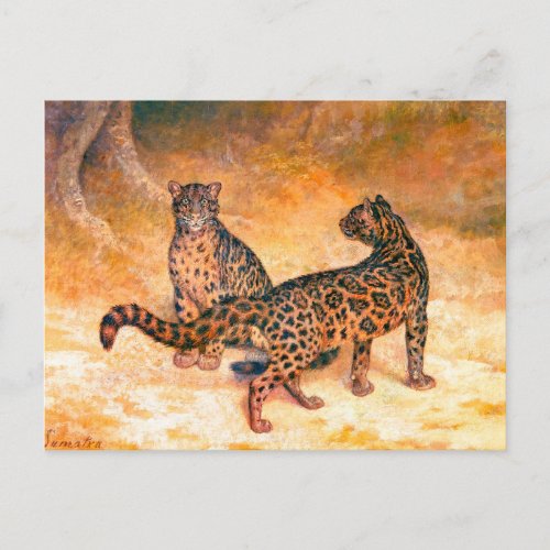 Leopards by Jacques_Laurent Agasse Postcard