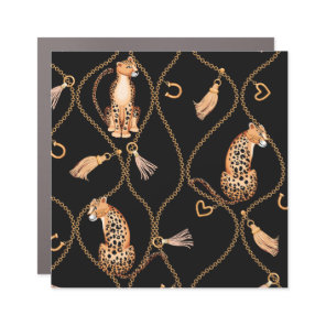 Leopards Golden Chains Fashion Pattern Car Magnet