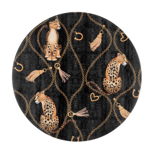 Leopards Golden Chains Fashion Pattern Cutting Board