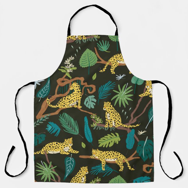 Leopards in Jungle: Vintage Wild Apron (Front)