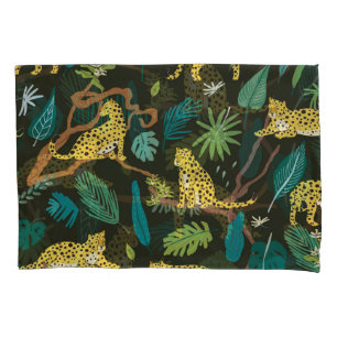 Leopards in Jungle: Vintage Wild Pillow Case