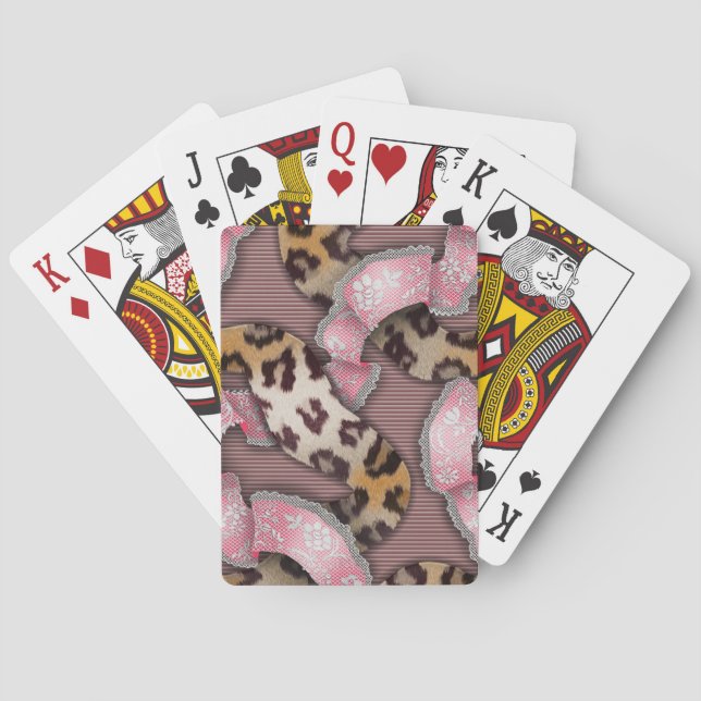 Leopards 'n Lace - intense pink - Poker Cards (Back)