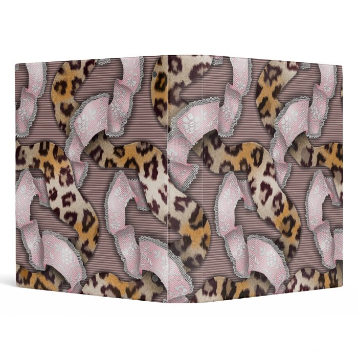 Leopards 'n Lace   pastel pink   3 Ring Binders