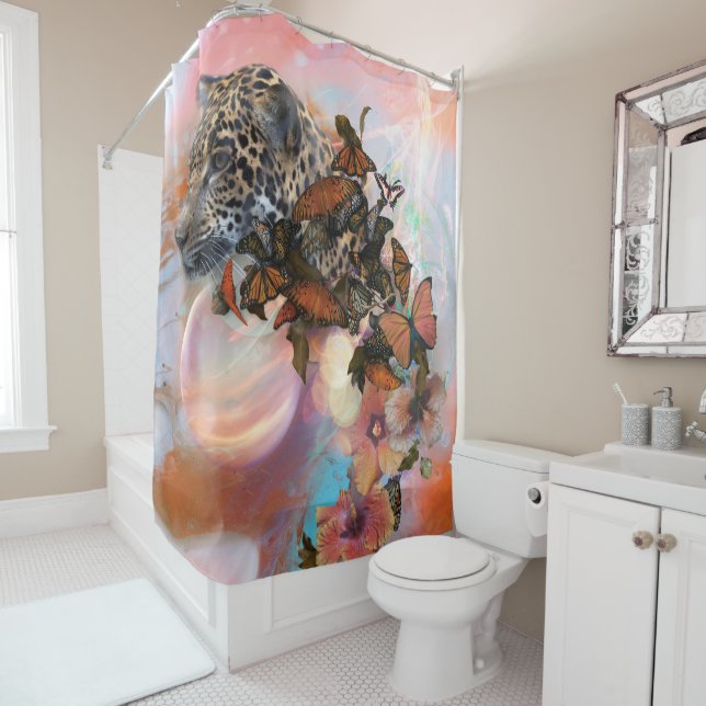LEOPARDS OF SPLENDORA SHOWER CURTAIN (In Situ)