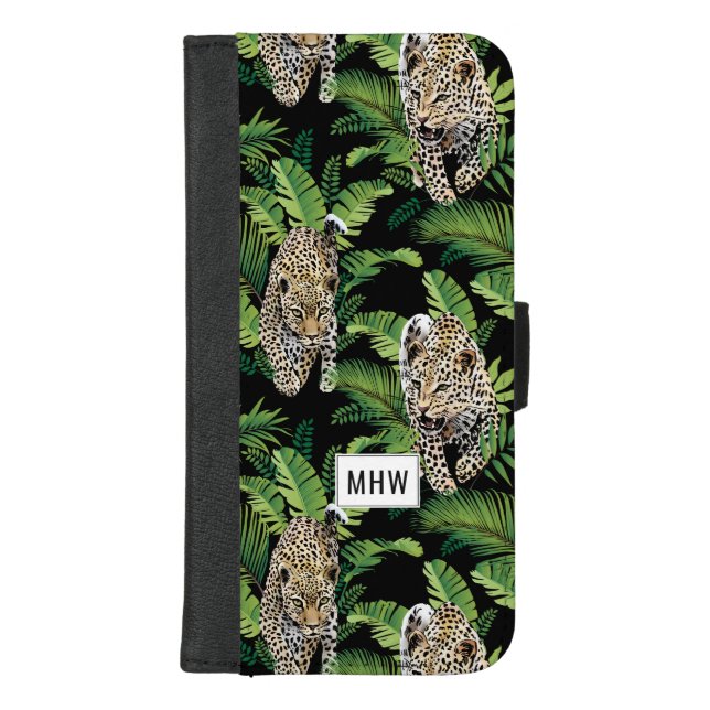 Leopards Pattern custom monogram phone wallets (Front)