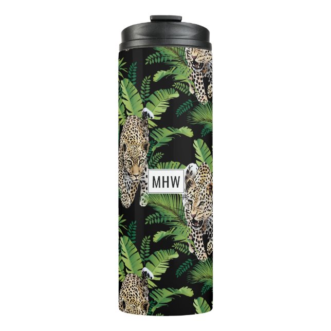 Leopards Pattern custom monogram tumbler (Front)