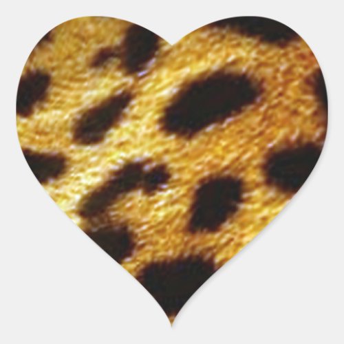 leopards skin print heart sticker