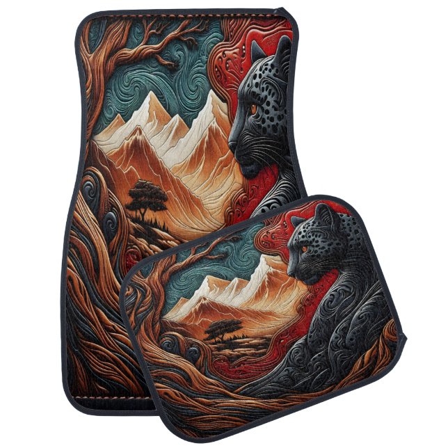 Leopard's Watch: Nature's Beauty Car Floor Mat (Set)