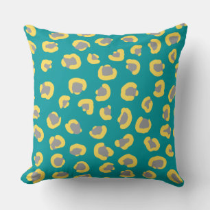 Leopared pattern colorful blue and yellow for her throw pillow