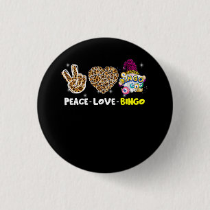 Leopared Peace Love Bingo Gnome Lucky Number Bingo Button