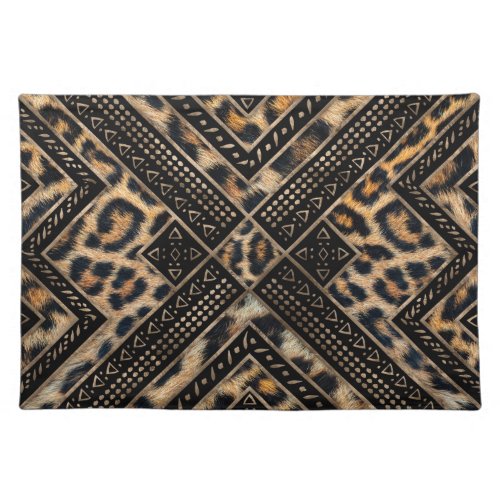 Leopart Fur with African Decor 1 Cloth Placemat