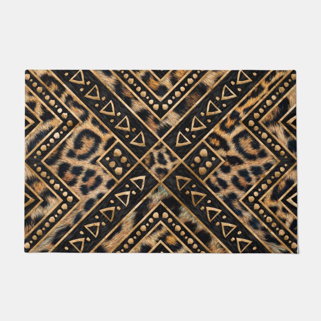 Leopart Fur with African Decor #2 Doormat (Front)