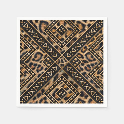 Leopart Fur with African Decor 2 Napkins
