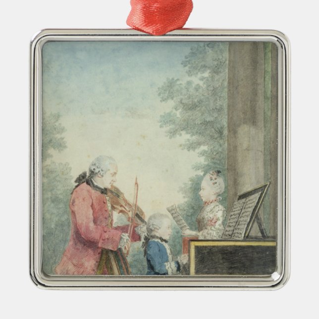 Leopold Mozart  and his Children Wolfgang Metal Ornament (Front)