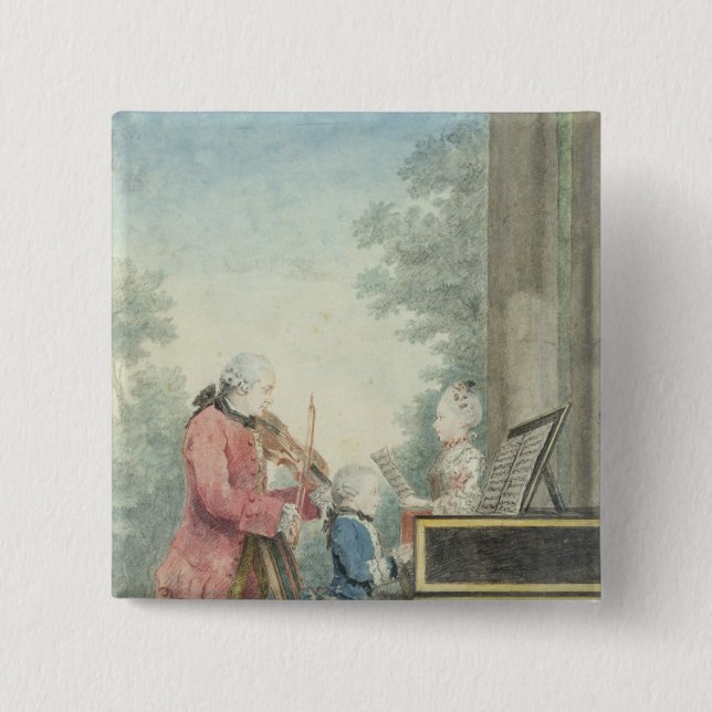 Leopold Mozart  and his Children Wolfgang Pinback Button (Front)