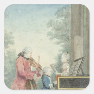 Leopold Mozart  and his Children Wolfgang Square Sticker
