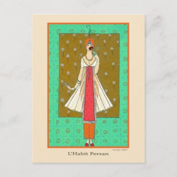 Lepape Vintage Art Deco Fashion L’habit Persan Postcard by lazyrivergreetings at Zazzle