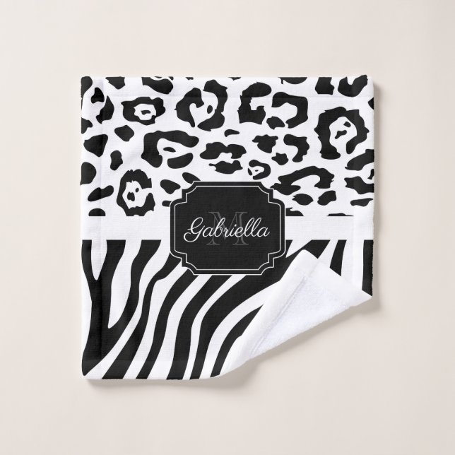 Lepard Print / Zebra Print Bath Towel Set (Wash Cloth)