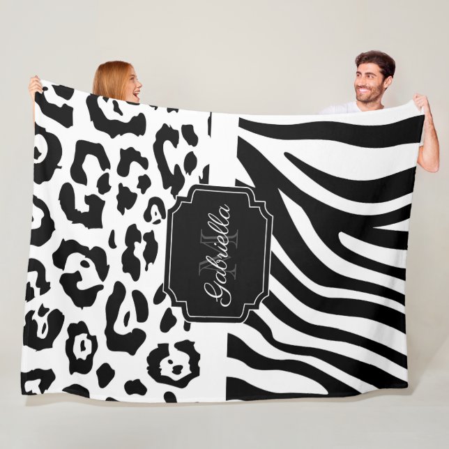 Lepard Print / Zebra Print Fleece Blanket (In Situ)