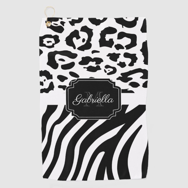 Lepard Print / Zebra Print Golf Towel (Front)
