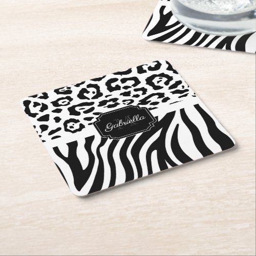 Lepard Print  Zebra Print Square Paper Coaster