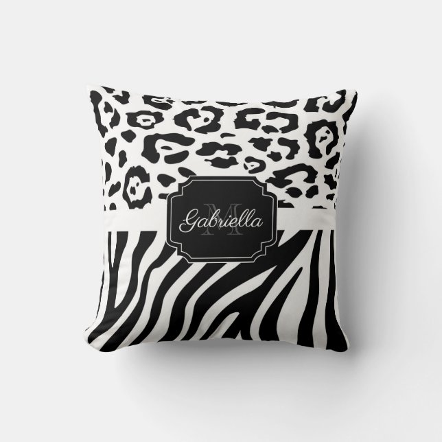 Lepard Print / Zebra Print Throw Pillow (Front)