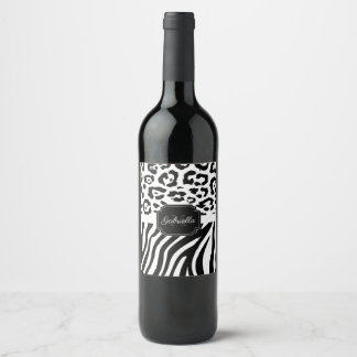 Lepard Print / Zebra Print Wine Label