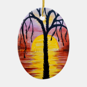 Lepidodendron tree in the carbonipherous sunset   ceramic ornament